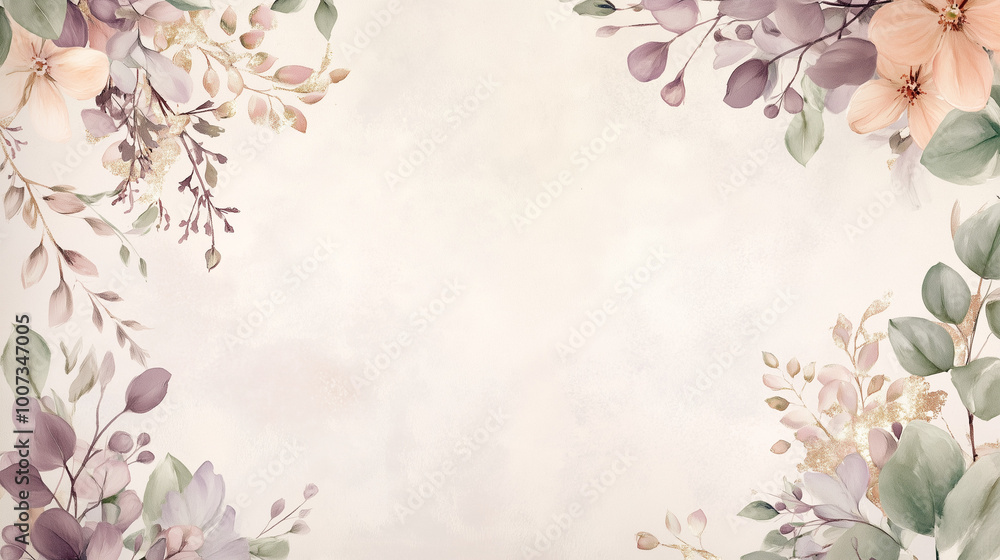 Pastel floral frame with soft petals and elegant leafy accents Pastel floral frame with soft petals and elegant leafy accents