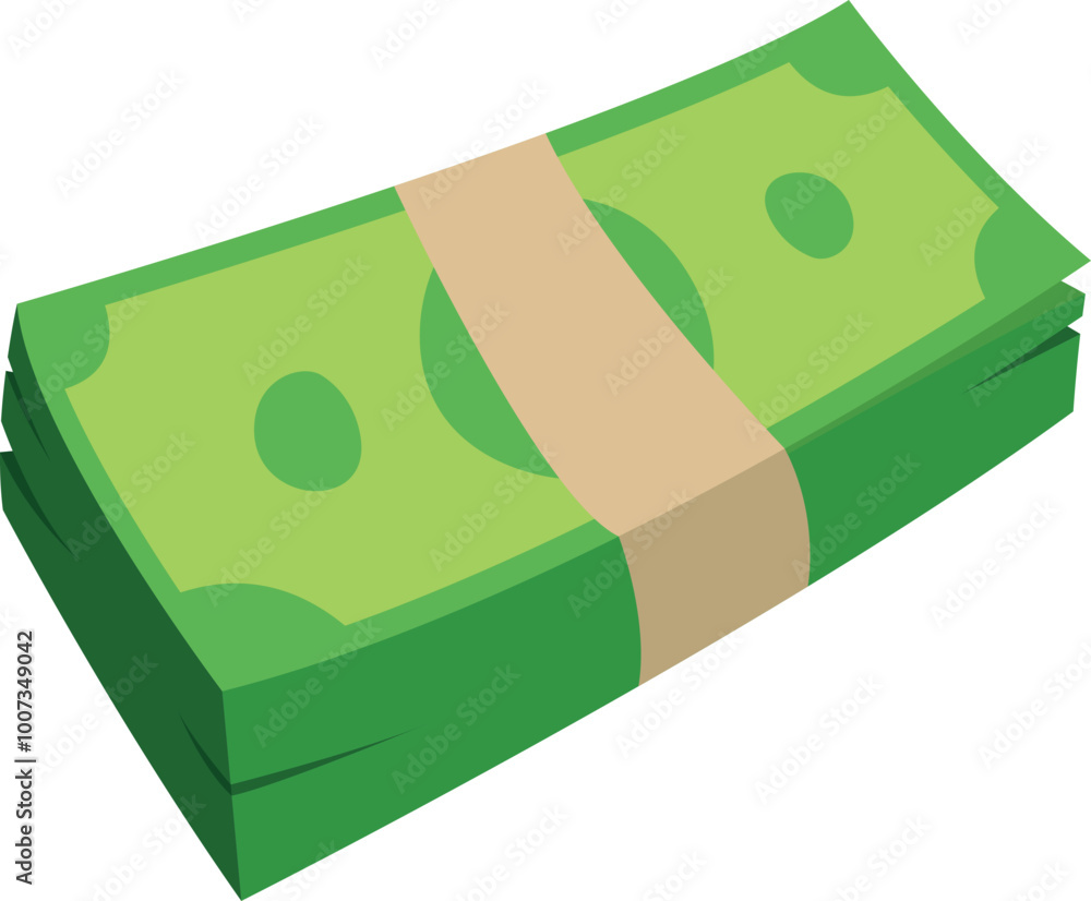 Money cartoon icon. Green dollar bills pack Money cartoon icon. Green dollar bills pack