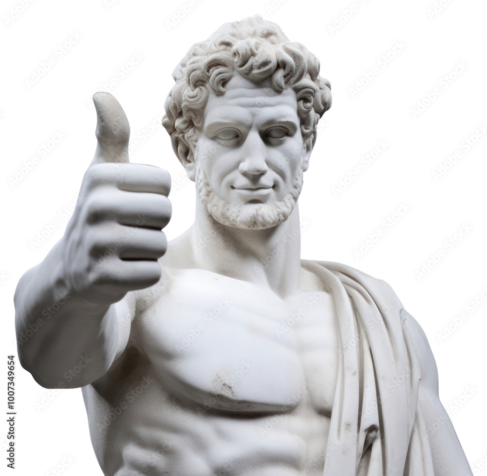 Obraz premium PNG Greek sculpture doing thumbs up statue clothing apparel.