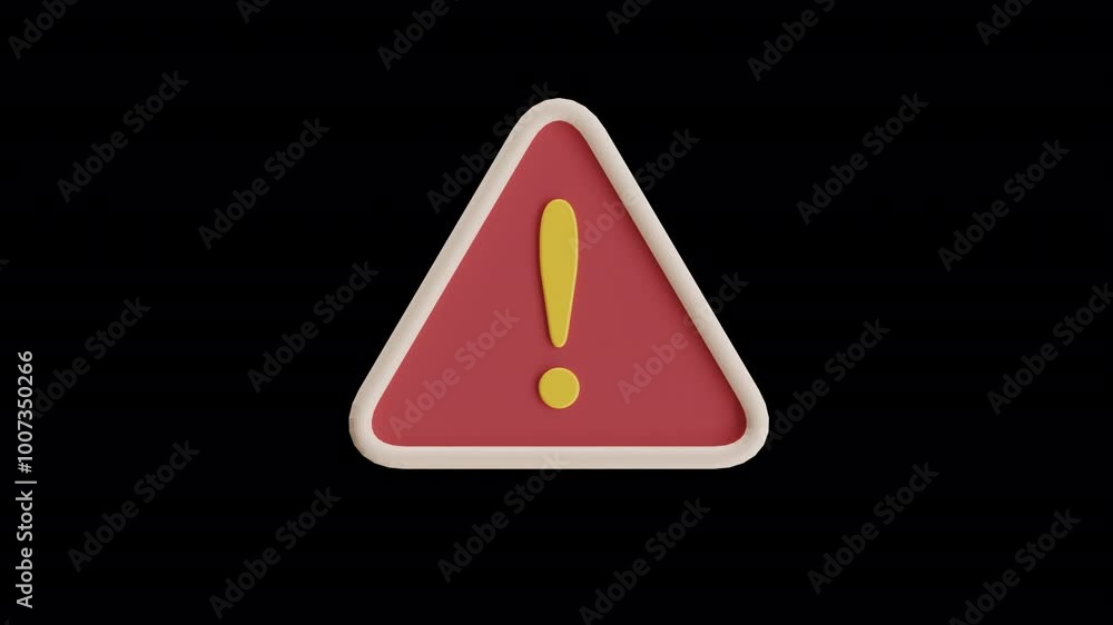 Warning Sign with Exclamation Mark 3D Icon Animation Warning Sign with Exclamation Mark 3D Icon Animation
