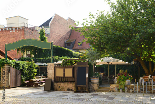View of German cafe terrace...
