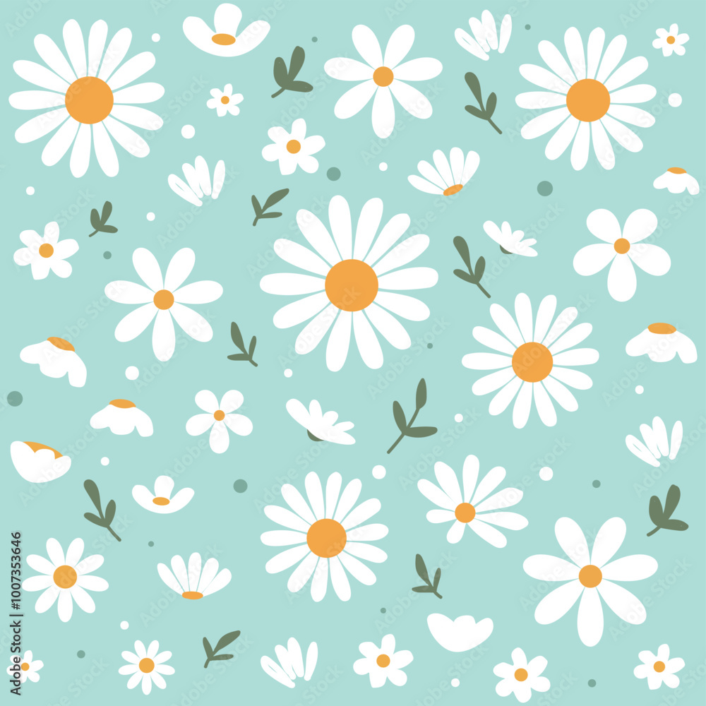 Seamless pattern of daisy Flower, vector botanical flower background. Seamless pattern of daisy Flower, vector botanical flower background.