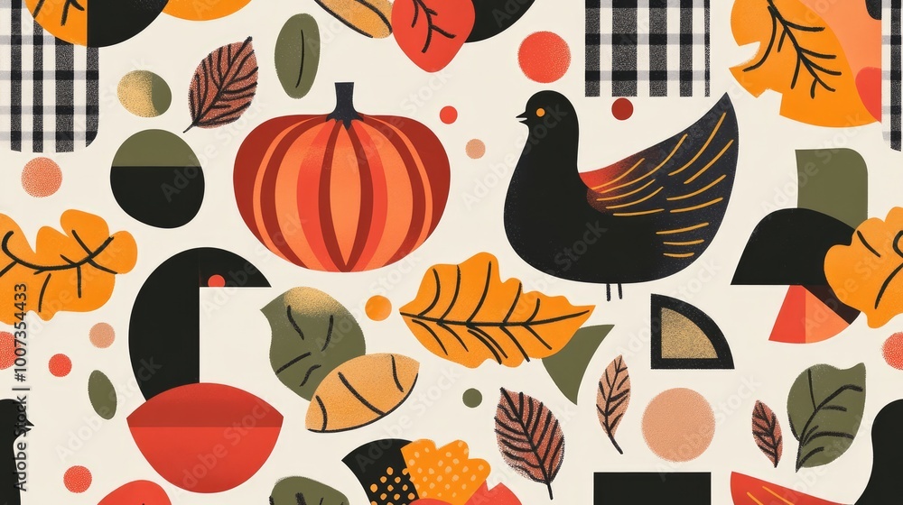 Modern Geometric Autumnal Thanksgiving Pattern Modern Geometric Autumnal Thanksgiving Pattern