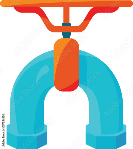 Red valve on pipe. Industrial gas or oil pipeline
