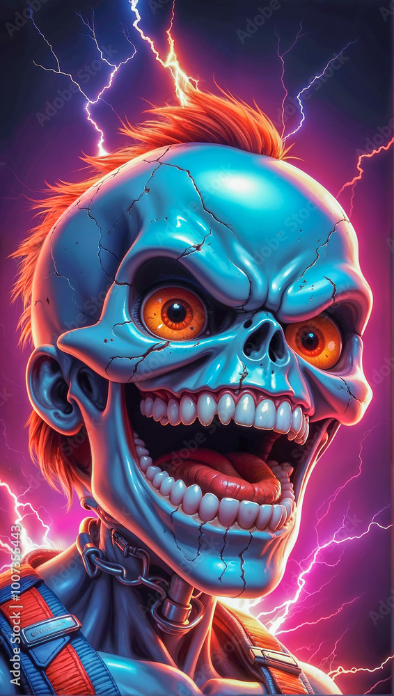 Mind-Blowing Neon Skull Drawing with Wild Details Mind-Blowing Neon Skull Drawing with Wild Details