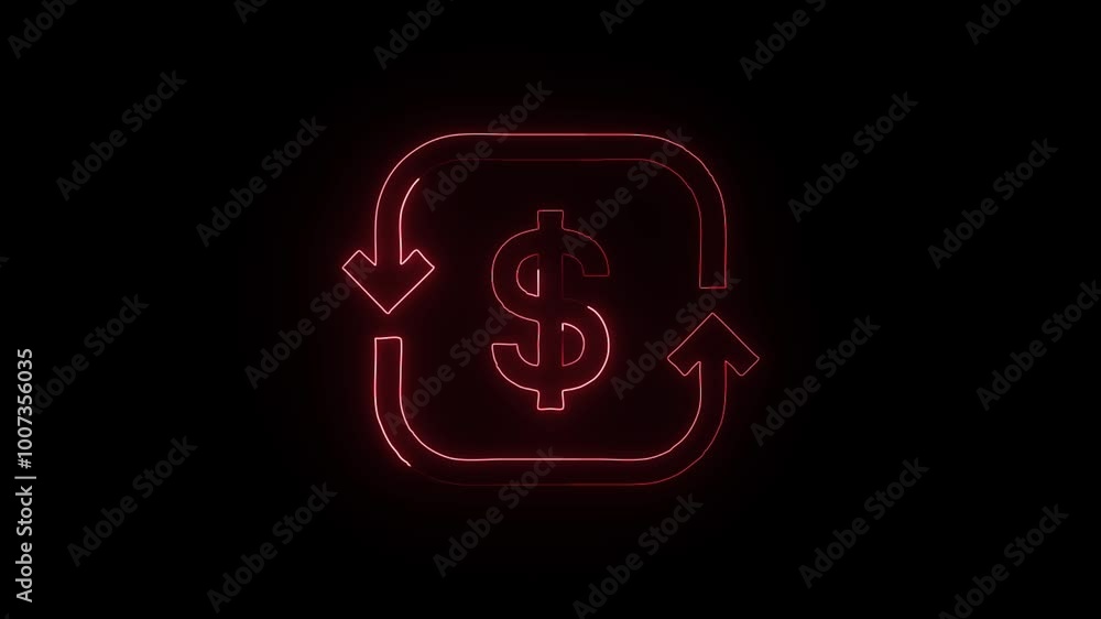 Glowing neon Economy icon isolated on black background. HD Video motion graphic animation Glowing neon Economy icon isolated on black background. HD Video motion graphic animation