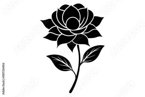 Hand drawn simle flower with silhouette illustration