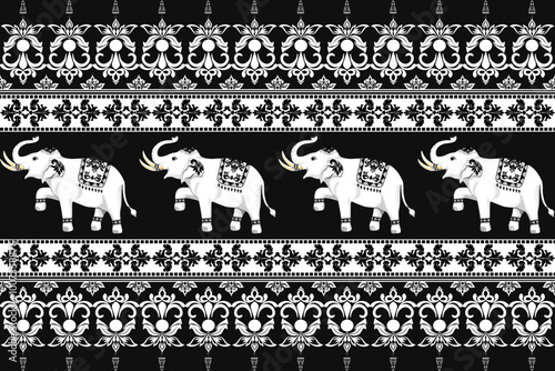 Elephant seamless art pattern suitable for fabric prints.
 photo