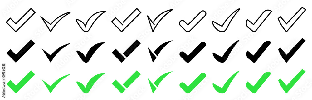 Checkmark icon or Tick symbol set. Vector Checkmark icon or Tick symbol set. Vector