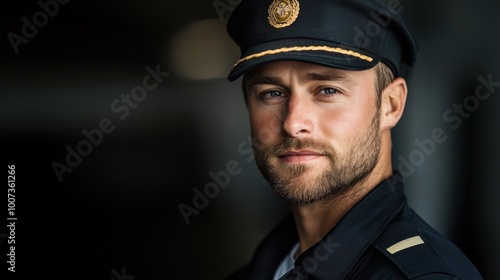 Confident Pilot in Uniform Captured in Close-Up