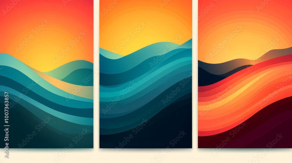 Naklejka premium Abstract sunset landscape in vibrant hues.