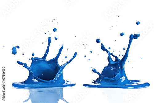 Éclaboussures de peinture bleue sur fond transparent, PNG