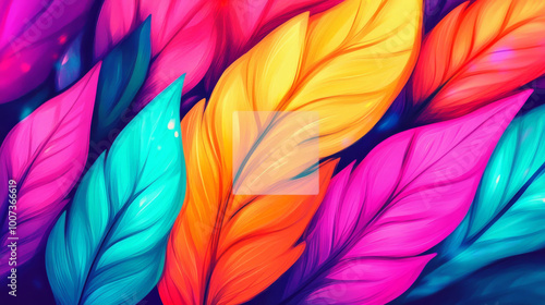 Wallpaper Mural Vibrant abstract art featuring colorful leaves. Torontodigital.ca