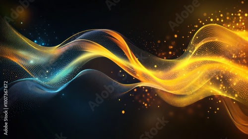Abstract Gold Wave with Sparkle