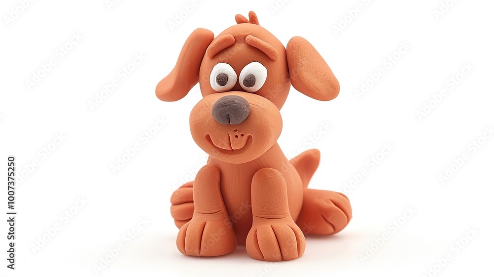 Playful Clay Dog Figurine Playful Clay Dog Figurine