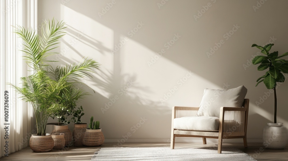 Minimalist Living Room with Sunlight Minimalist Living Room with Sunlight