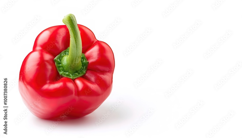 red bell pepper - Capsicum annuum - young tender delicious and are botanical fruits and culinary vegetables used as an ingredient in many dishes.  Isolated on white background with copy space