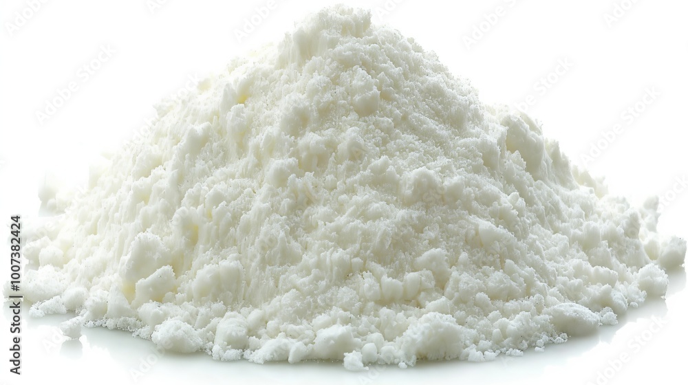 A heaping pile of white wheat flour perfect for baking delicious treats and bread A heaping pile of white wheat flour perfect for baking delicious treats and bread