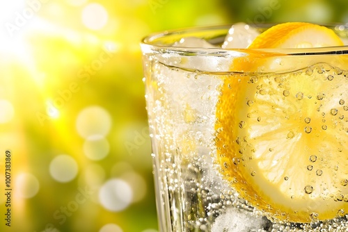Close up of a glass with fresh lemonade