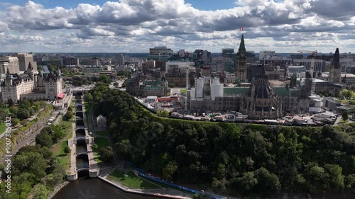 Aerial view of Ottawa Ontario Canada downtown skyline
