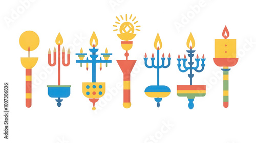 Flat Hanukkah Poster Icon, Eye-Catching Design for Celebratory Decorations, PNG File, Transparent Background