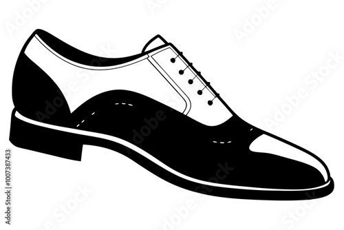 Polished Oxford Dress Shoes Vector Illustration - Side View with Laces