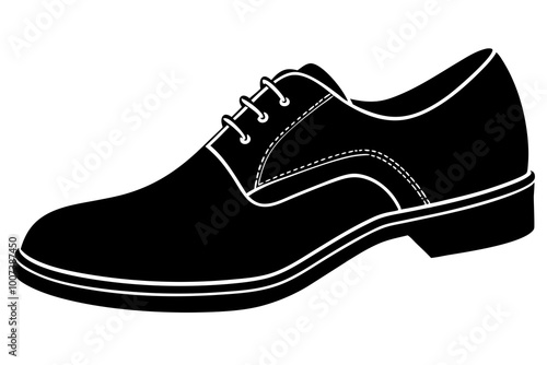 Polished Oxford Dress Shoes Vector Illustration - Side View with Laces