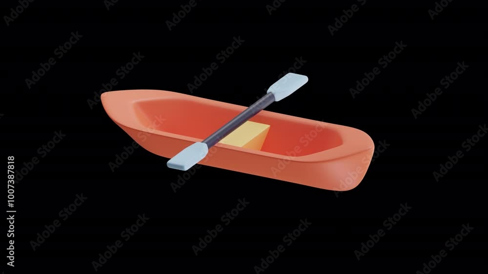 Illustration of an Orange Kayak with Paddle 3D Icon Animation Illustration of an Orange Kayak with Paddle 3D Icon Animation