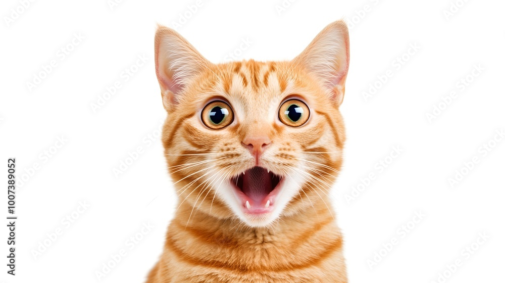 Obraz premium Angry and surprised cat isolated on transparent png background with a funny and excited expression