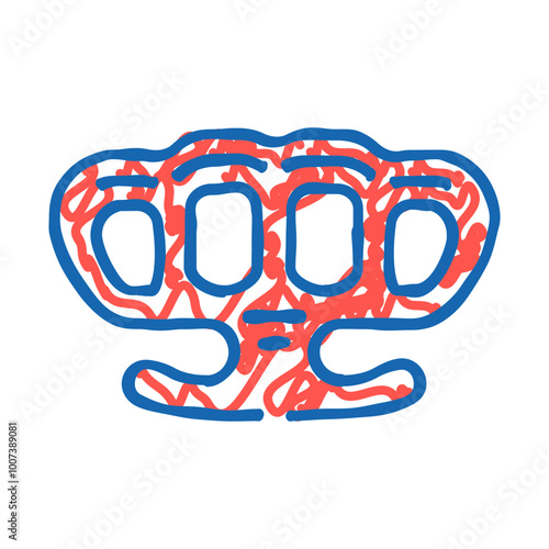 brass knuckles weapon military doodle icon sketch vector. brass knuckles weapon military sign. isolated symbol illustration