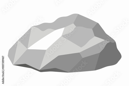 Minimalist Silver Ore Vector Silhouette with Rough Texture and Metallic Shine