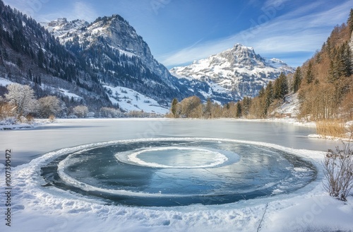 Thawing at Bernina Pass, St. Moritz, Upper Engadine, Canton of Graubunden photo