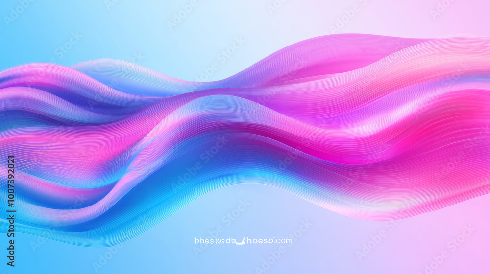 Naklejka premium Abstract pink and blue waves with a gradient background.