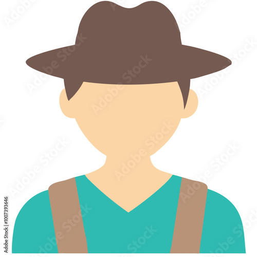  Vector Illustration of Farmer with Hat and Overalls Simplistic Design