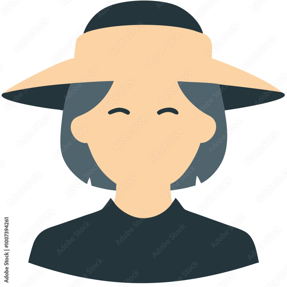 Female Avatar with Wide-Brim Hat Minimalist Fashion Vector Illustration Female Avatar with Wide-Brim Hat Minimalist Fashion Vector Illustration