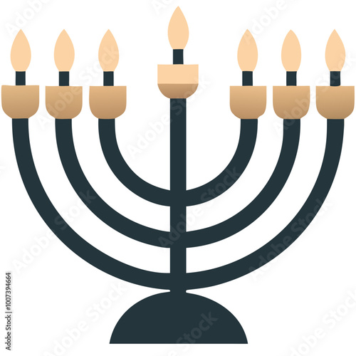  Hanukkah Menorah Vector Illustration with Lit Candles Symbolizing Jewish Tradition