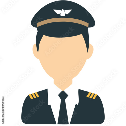  Airline Pilot Avatar in Uniform for Aviation Websites and Apps 