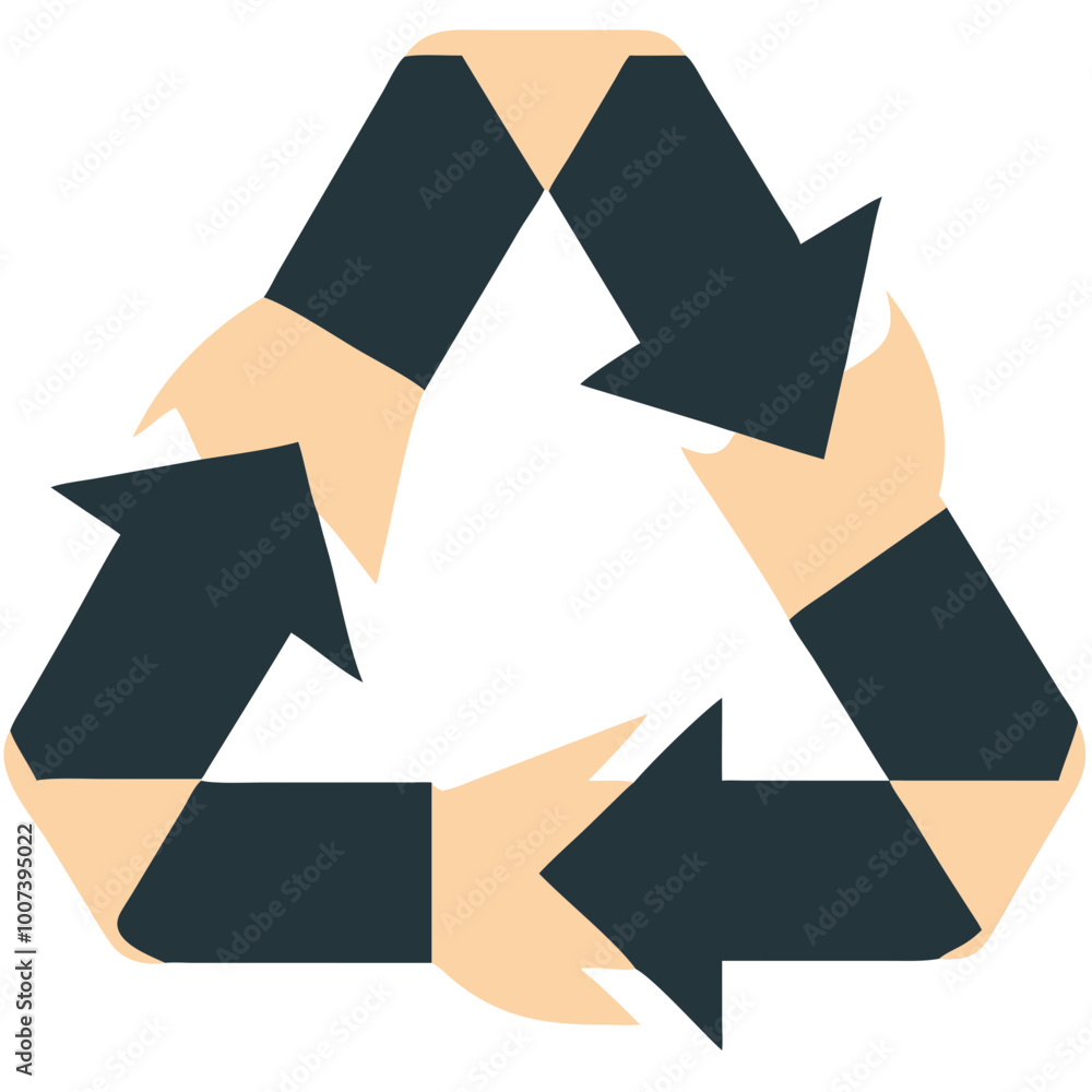 Hands Forming Recycling Symbol with Arrows Vector Illustration for Environmental Awareness Hands Forming Recycling Symbol with Arrows Vector Illustration for Environmental Awareness