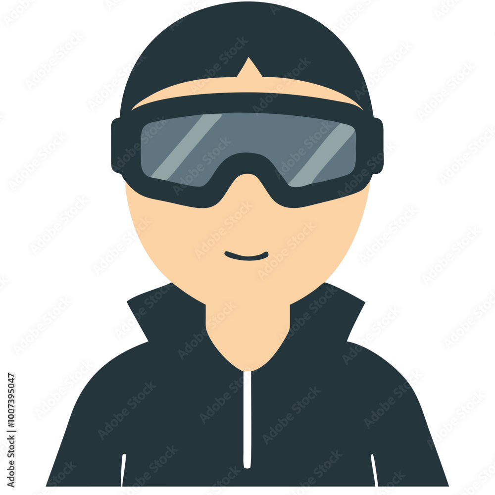 Vector Illustration Skier in Goggles and Jacket Minimalist Design Vector Illustration Skier in Goggles and Jacket Minimalist Design