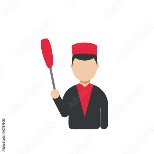  Bellboy Illustration with Red Cap and Uniform Holding Sign for Hospitality Themes