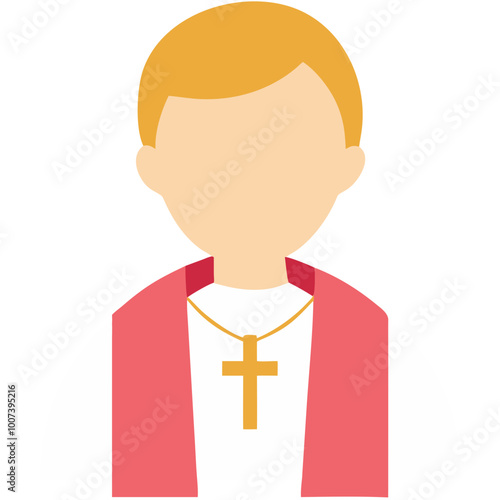  Vector Illustration Religious Figure in Clerical Attire with Cross Necklace