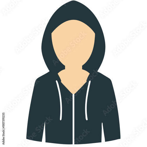  Minimalist Faceless Hooded Figure in Black Hoodie Vector Illustration