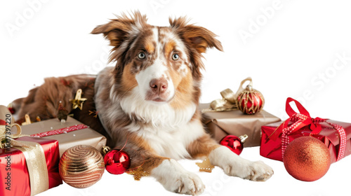 Creative holiday gift ideas for pets on white background photo