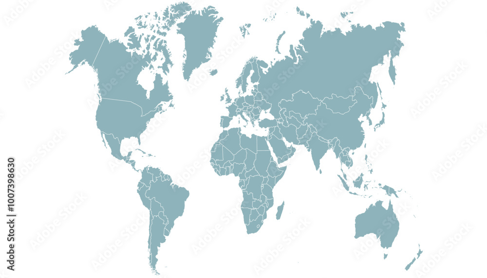 Fototapeta premium World map. Grey modern vector map. Silhouette map.