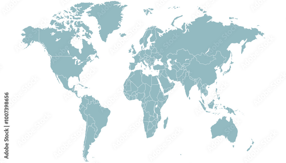 World map. Grey modern vector map. Silhouette map. World map. Grey modern vector map. Silhouette map.