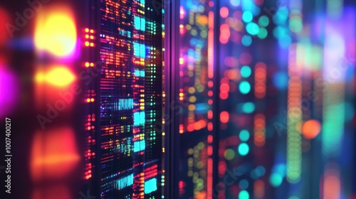 Wallpaper Mural Server Rack with Colorful Lights Torontodigital.ca