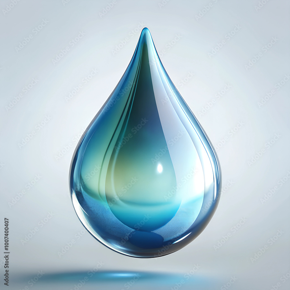 Stylish water drop with gradient blue color against soft background showcasing fluidity Stylish water drop with gradient blue color against soft background showcasing fluidity
