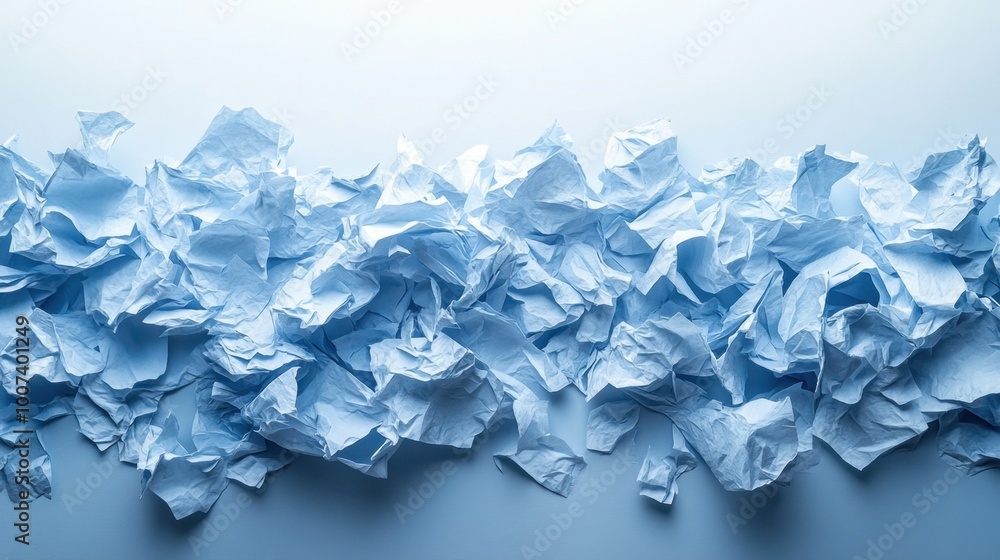 Obraz premium Crumpled blue paper on a surface