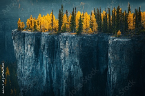 Tamarack, an American Larch deciduous conifer, making lovely fall colors in the Cascade Mountains near Colchuck Lake, Washington. photo