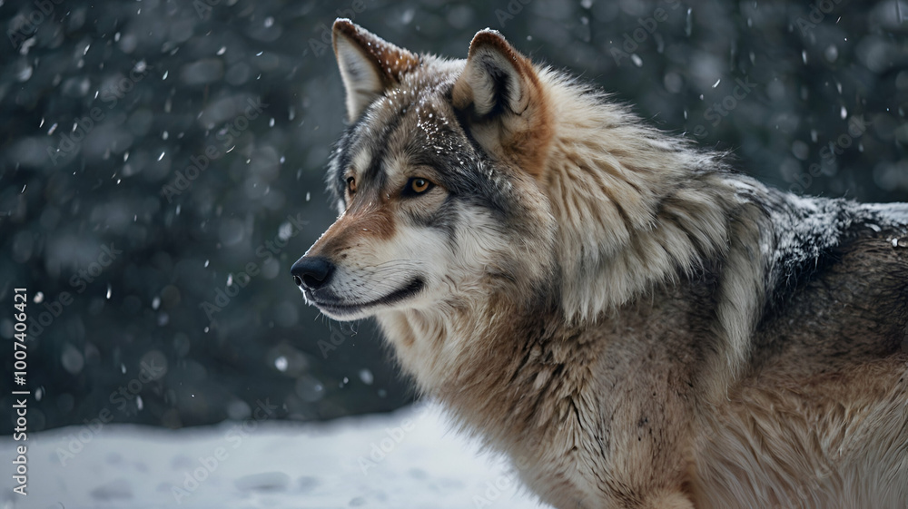 gray wolf in snow